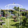 Metal Garden Arch Iron Garden Arbors Gazebo Dia 81.3'' x 114.2'' High Birdcage Shape Pergola Pavilion for Wedding Ceremony White