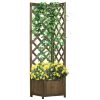 Outsunny Wooden Raised Garden Bed with Trellis, 57" Freestanding Corner Planter Box for Vine Plants Flowers Climbing and Planting Carbonized